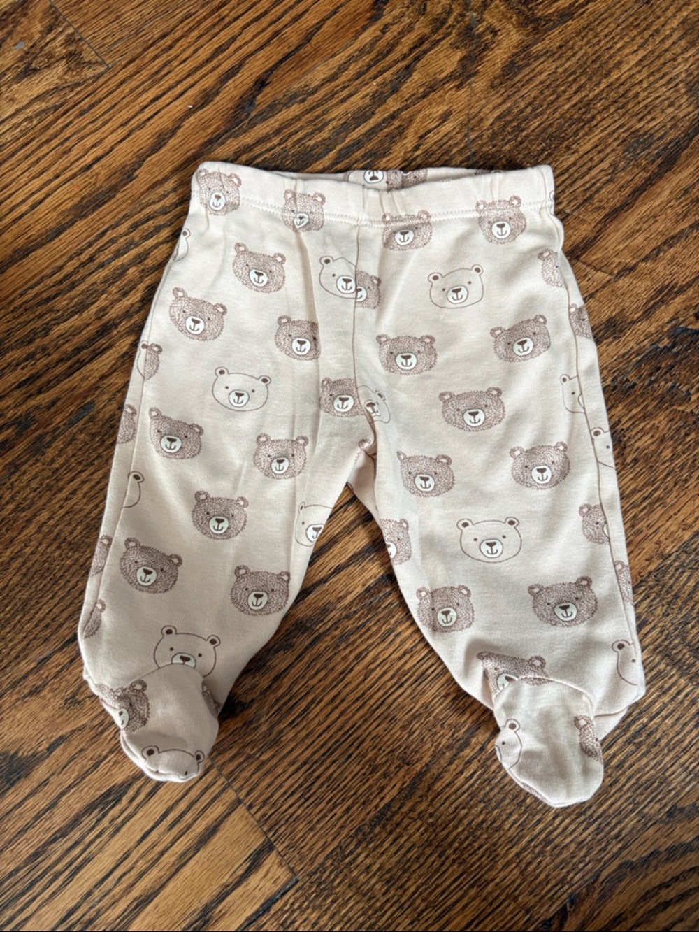 100% Cotton | Bear Print Footed Baby Pants
